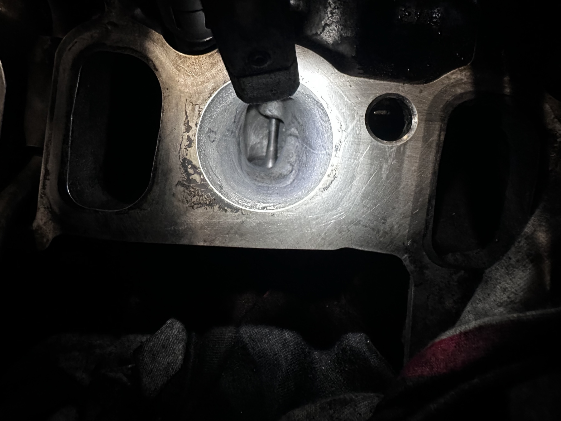 The intake surface after removal of the visible deposits.